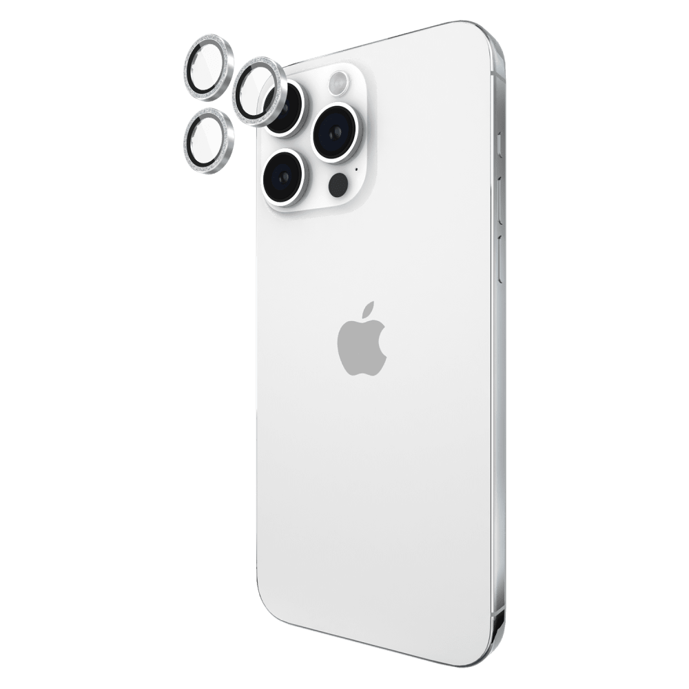 Case-Mate Aluminum Ring Camera Lens Glass Protector for Apple iPhone 14 Pro Max / 14 Pro Silver Sparkle Twinkle