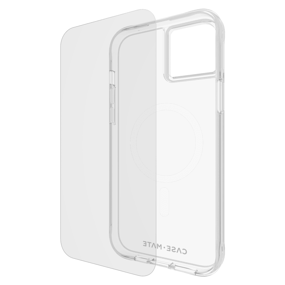 Case-Mate Protection Pack Tough Case and Glass Screen Protector for Apple iPhone 15 Plus Clear