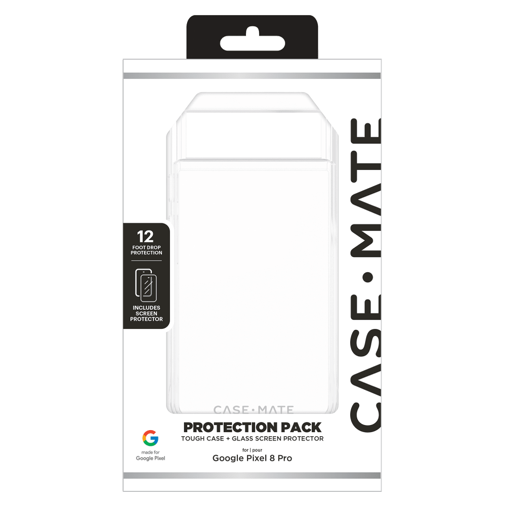 Case-Mate Protection Pack Tough Case and Glass Screen Protector for Google Pixel 8 Pro
