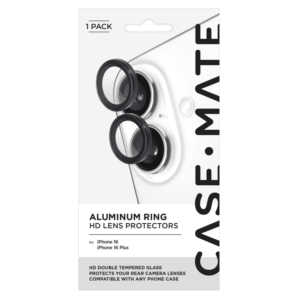 Case-Mate Aluminum Ring Camera Lens Glass Protector for Apple iPhone 16 / iPhone 16 Plus