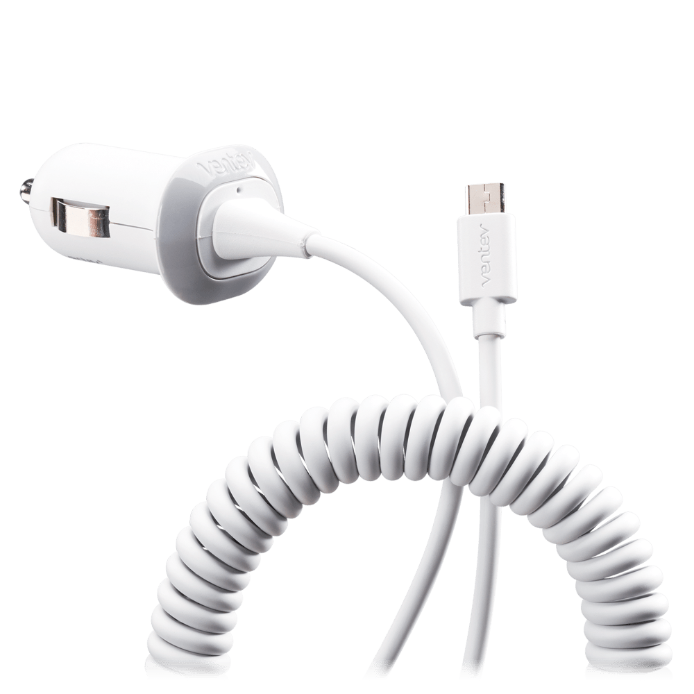 Essentials by Ventev 10W dash 121c Car Charger for Micro USB Devices White