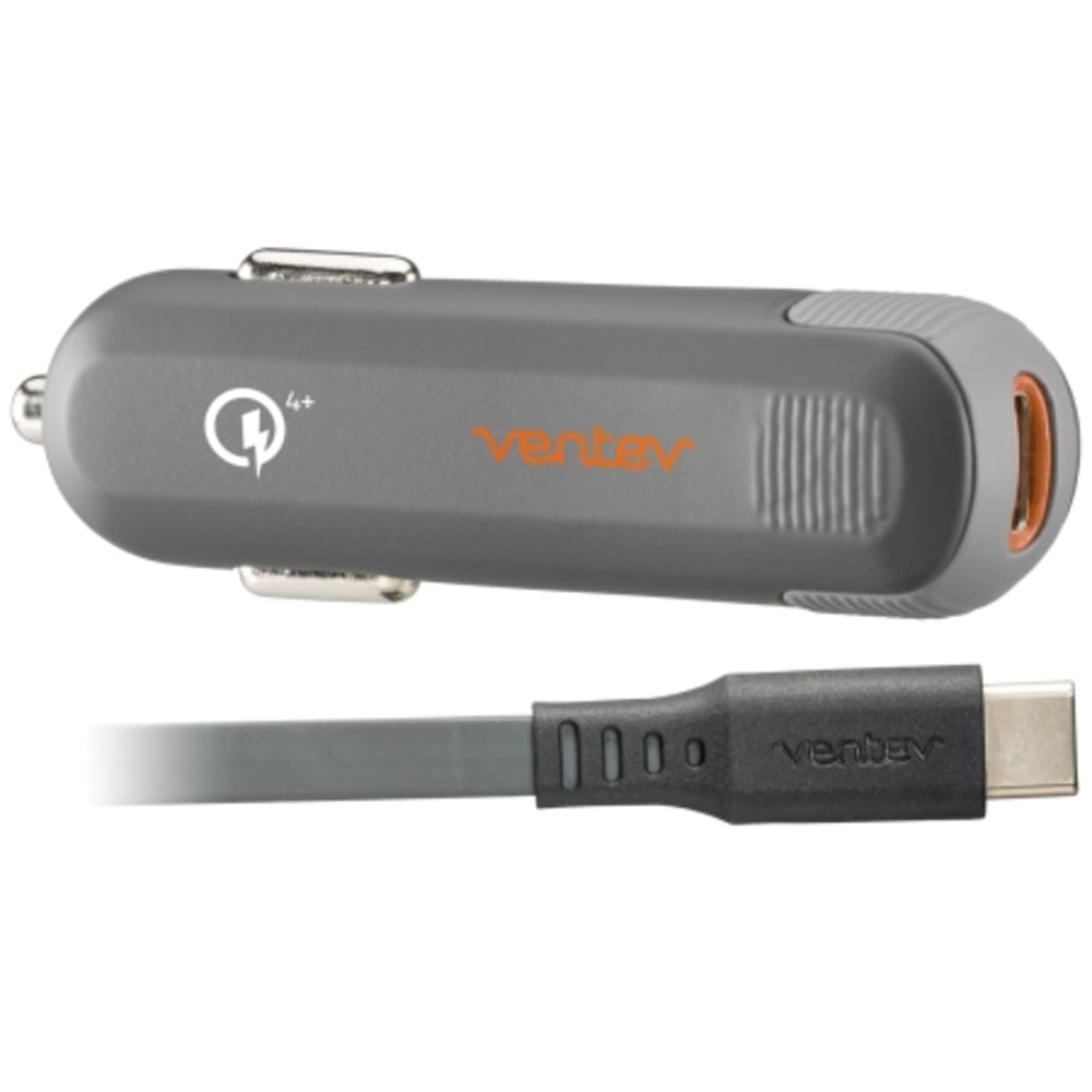 Ventev QC4 plus 27W dashport q1270 Car Charger and USB C to USB C Cable 3.3ft Gray
