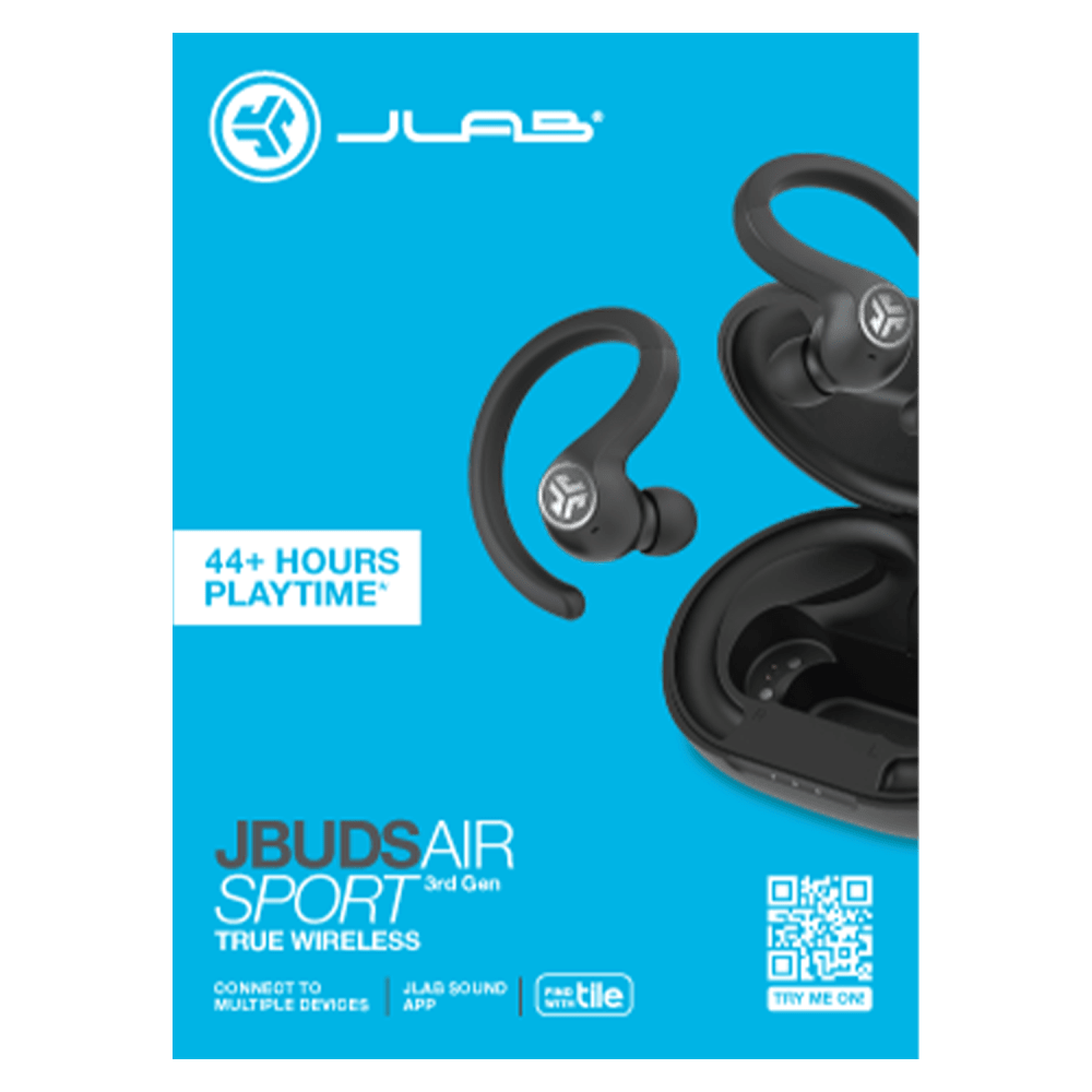 JLab JBuds Air Sport True Wireless In Ear Earbuds Black