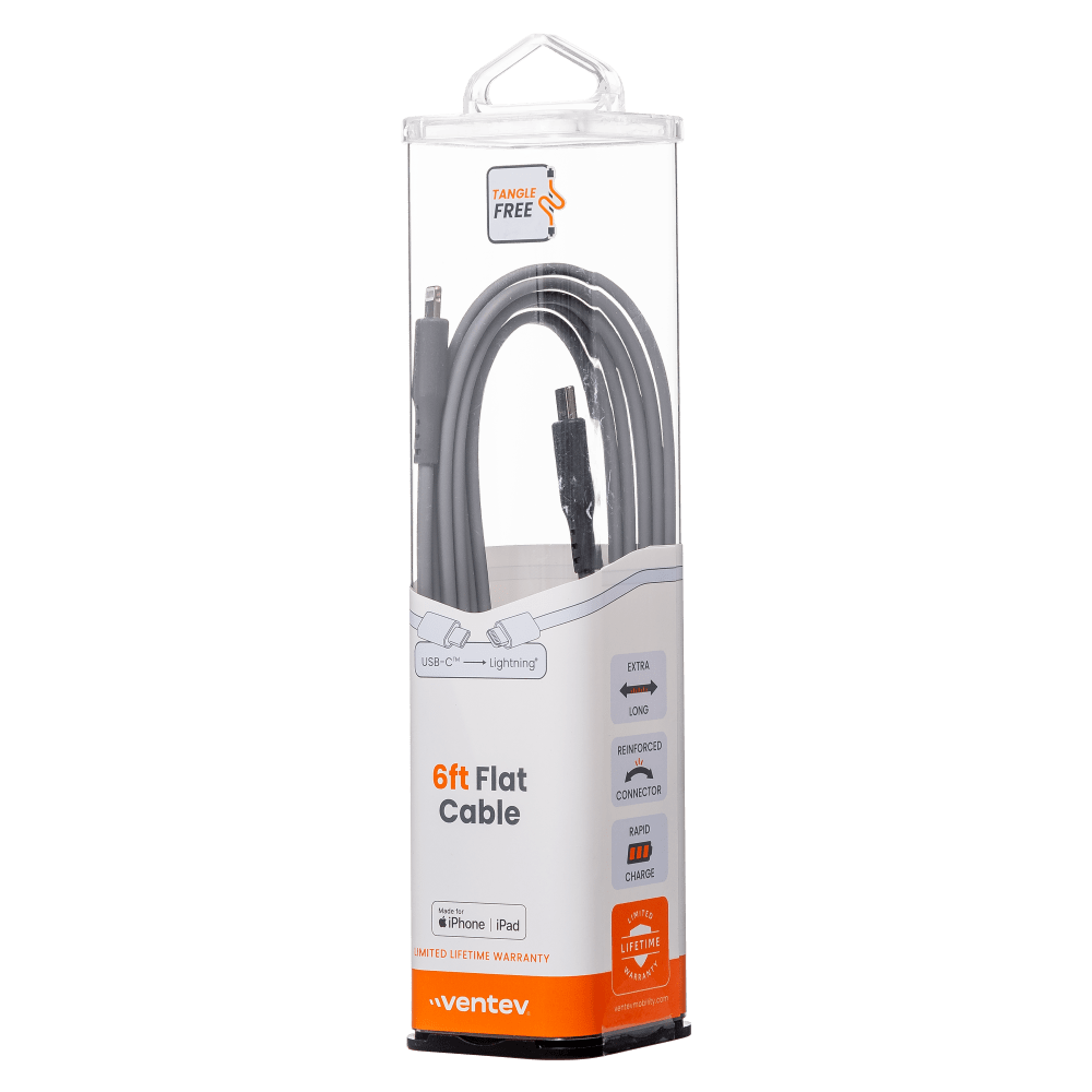 Ventev Chargesync Flat USB C to Apple Lightning Cable 6ft