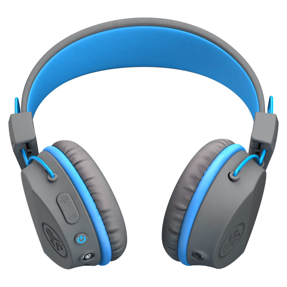 JLab JBuddies Studio Wireless On Ear Kids Headphones Blue and Gray