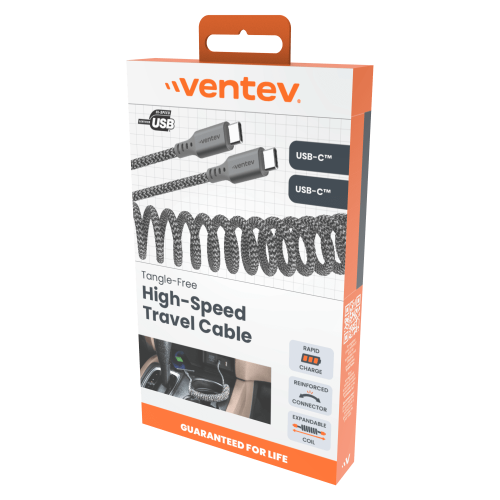 Ventev Chargesync Helix Coiled USB C to USB Type C Cable 3ft