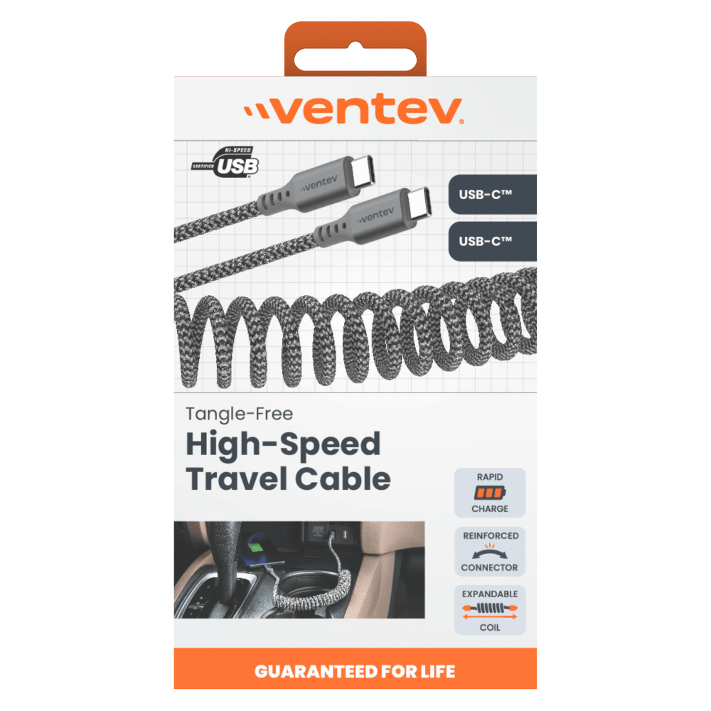 Ventev Chargesync Helix Coiled USB C to USB Type C Cable 3ft