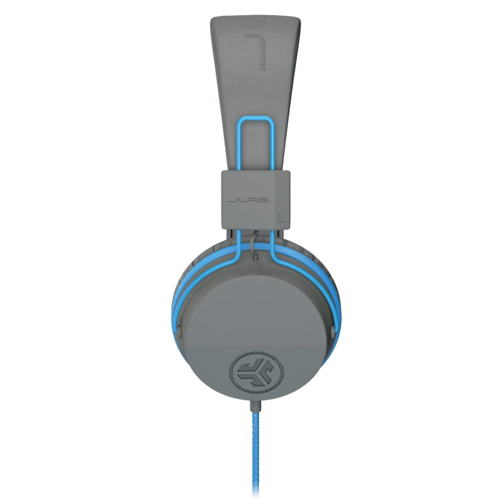 JLab JBuddies Studio Wired On Ear Kids Headphones Blue and Gray