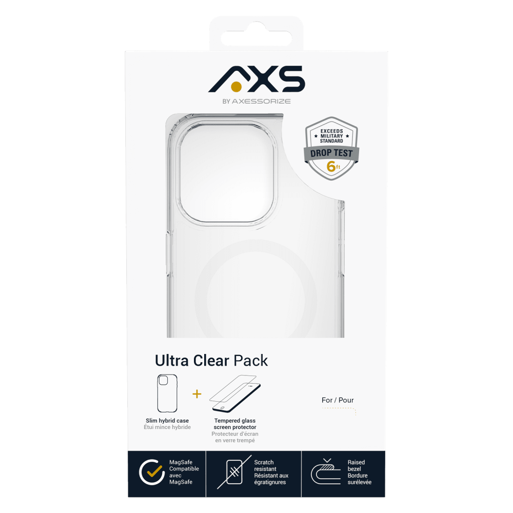 AXS ULTRA CLEAR MagSafe Case and Glass Screen Protector for Apple iPhone 15