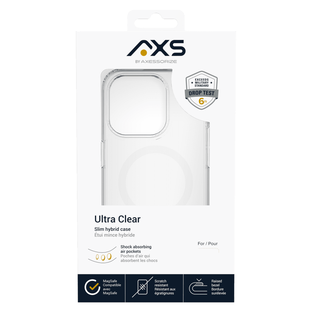 AXS ULTRA CLEAR MagSafe Case and Glass Screen Protector for Apple iPhone 15 Plus Clear