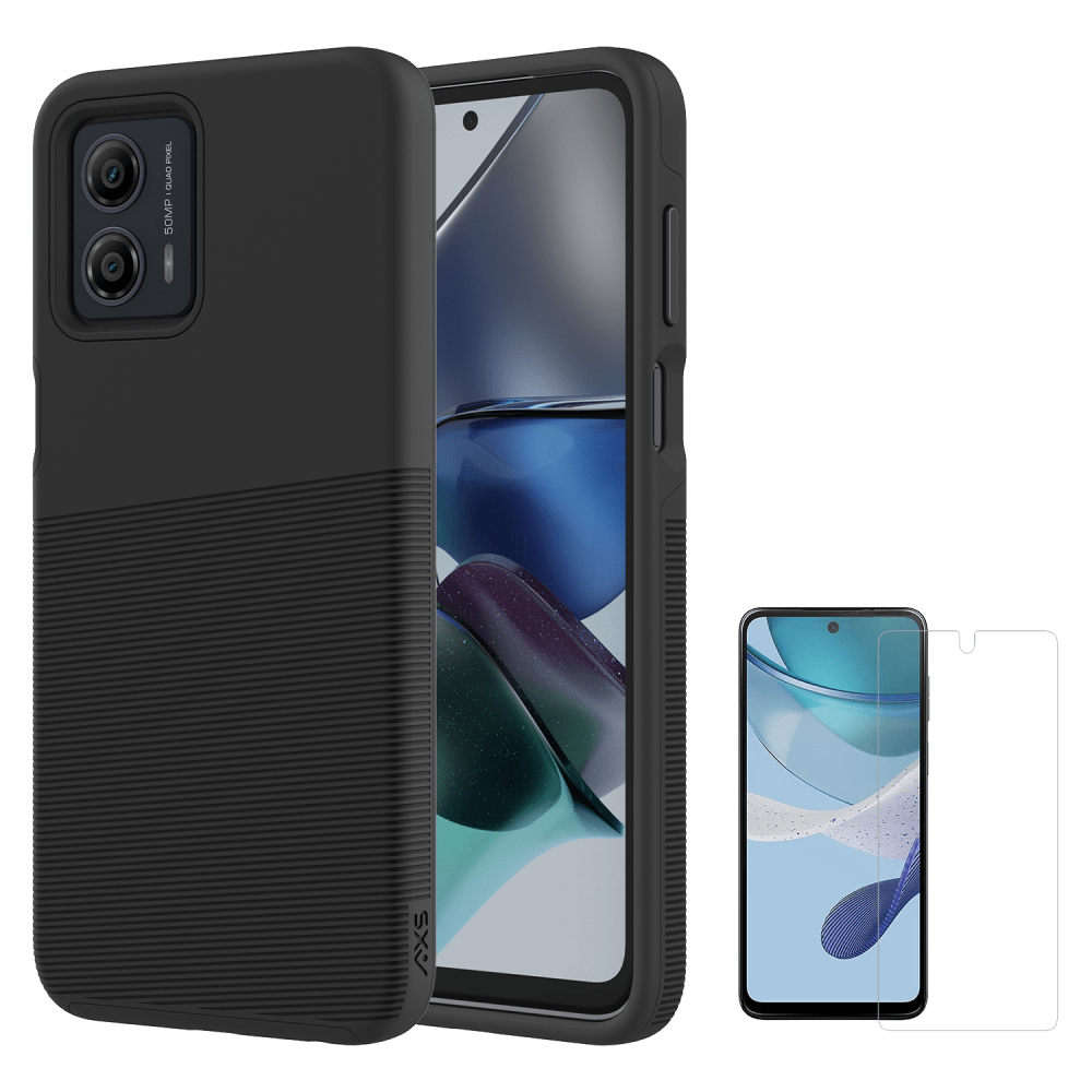 AXS PROTech Plus Case and Glass Screen Protector for Motorola Moto G 5G (2023) Black