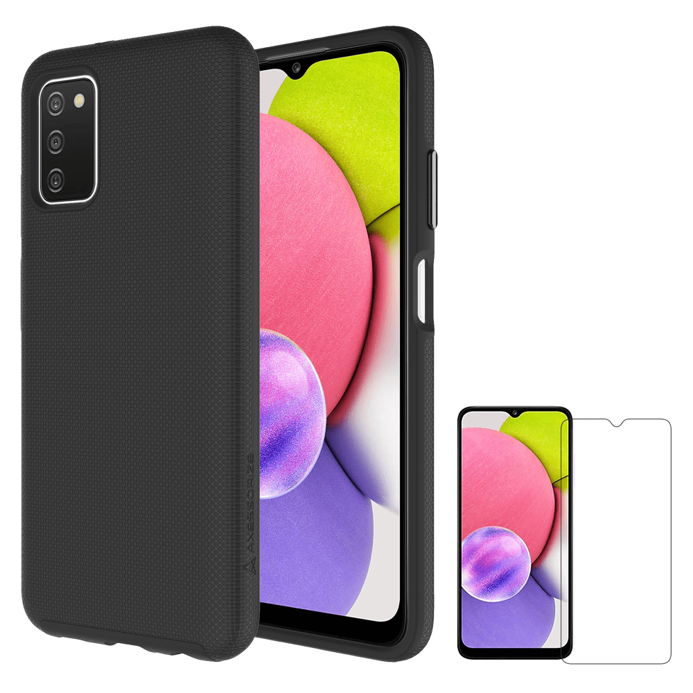 AXS PROTech Case and Glass Screen Protector for Samsung Galaxy A03s Black
