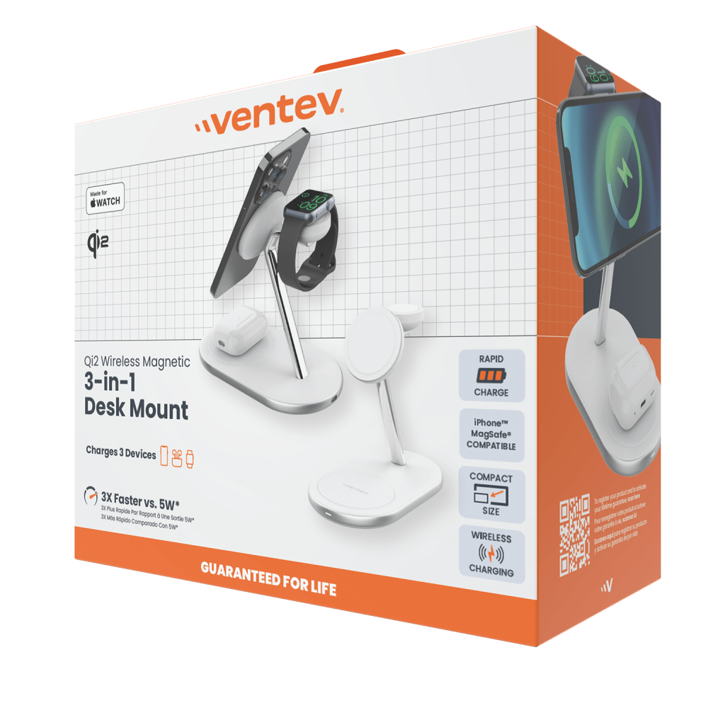 Ventev Qi2 Wireless 3-1 Desk Mount