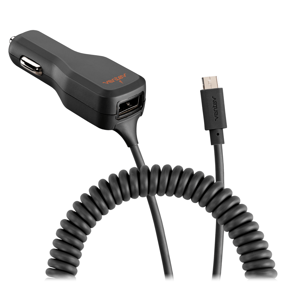 Ventev 17W dashport r2340c Dual Car Charger with USB A and Connected Micro USB Cable