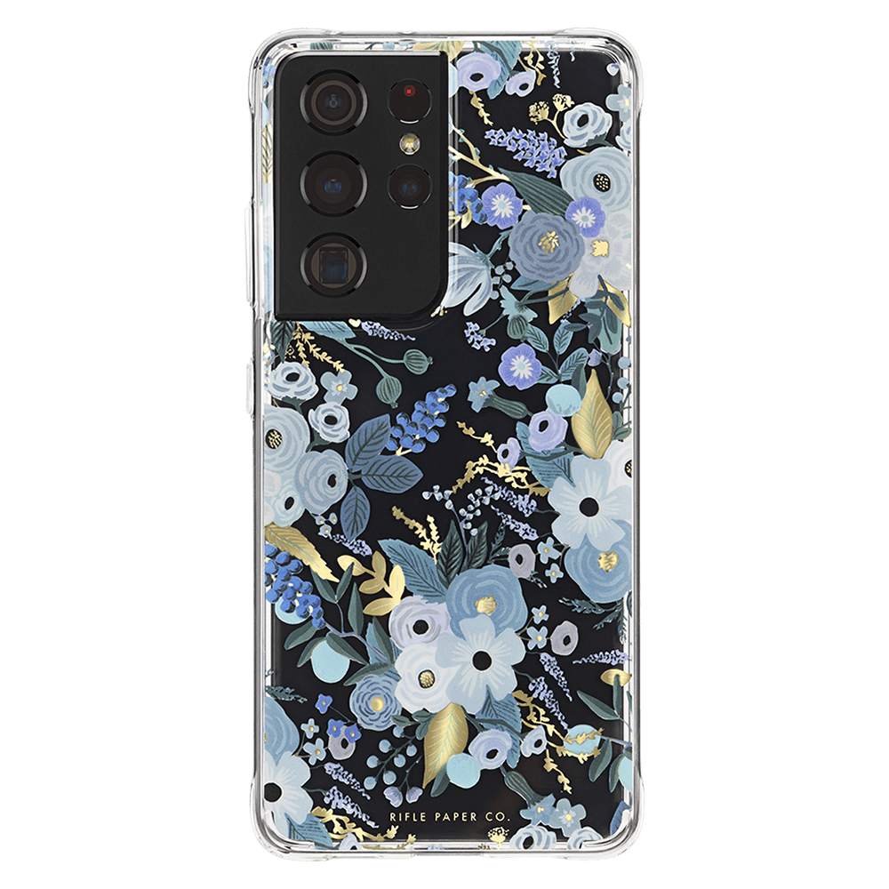 Rifle Paper Co Ultra Slim Case with Antimicrobial for Samsung Galaxy S21 Ultra 5G Garden Party Blue