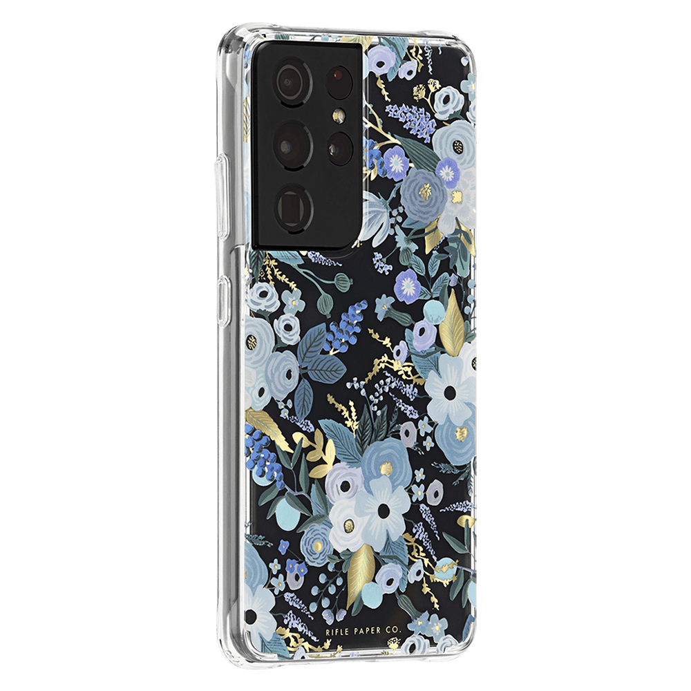 Rifle Paper Co Ultra Slim Case with Antimicrobial for Samsung Galaxy S21 Ultra 5G Garden Party Blue