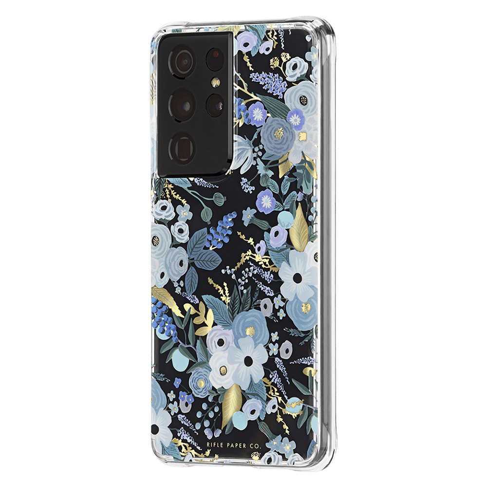 Rifle Paper Co Ultra Slim Case with Antimicrobial for Samsung Galaxy S21 Ultra 5G Garden Party Blue
