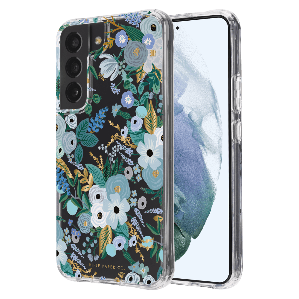 Rifle Paper Co Ultra Slim Antimicrobial Case for Samsung Galaxy S22 Garden Party Blue