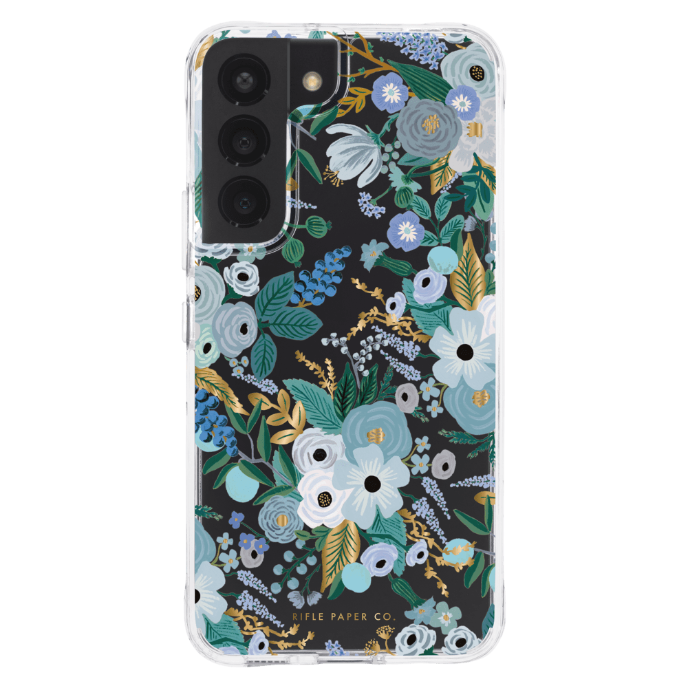 Rifle Paper Co Ultra Slim Antimicrobial Case for Samsung Galaxy S22 Garden Party Blue