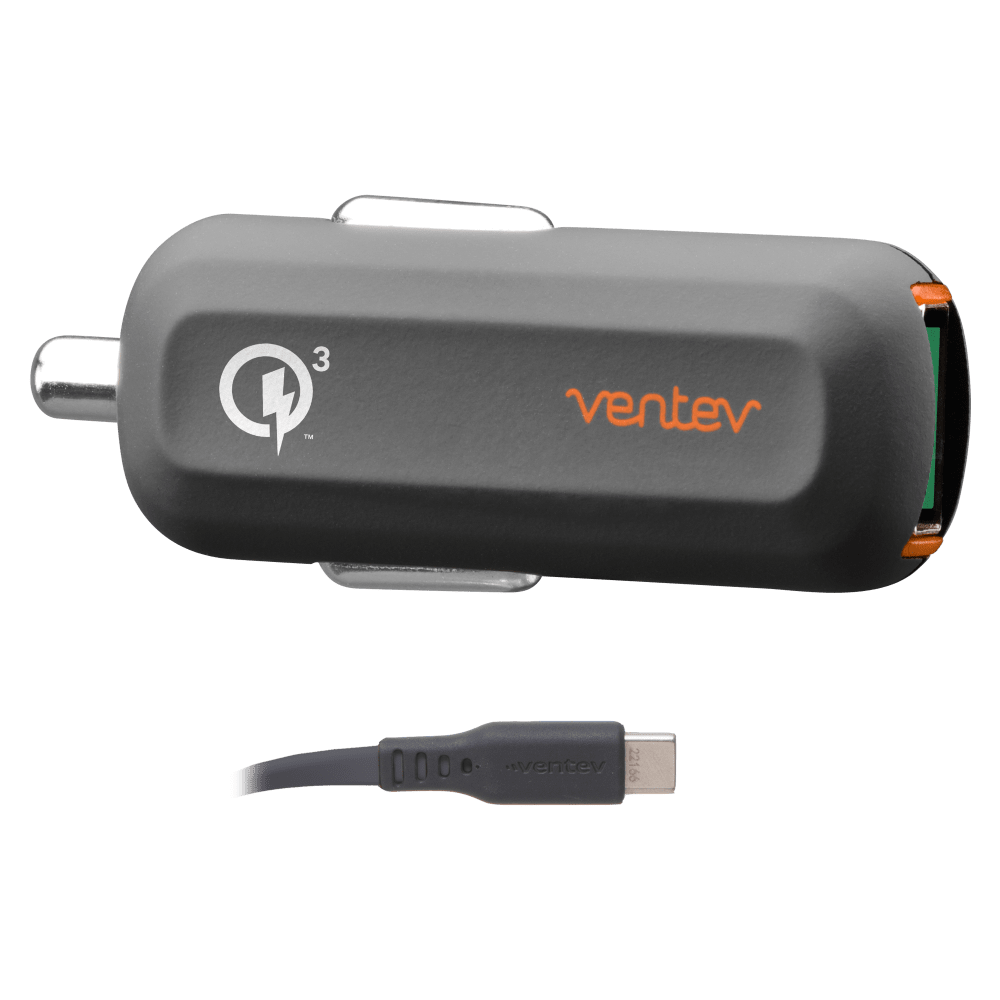 Ventev QC3.0 24W dashport rq1300 mini Car Charger and USB A to USB C Cable 3.3ft
