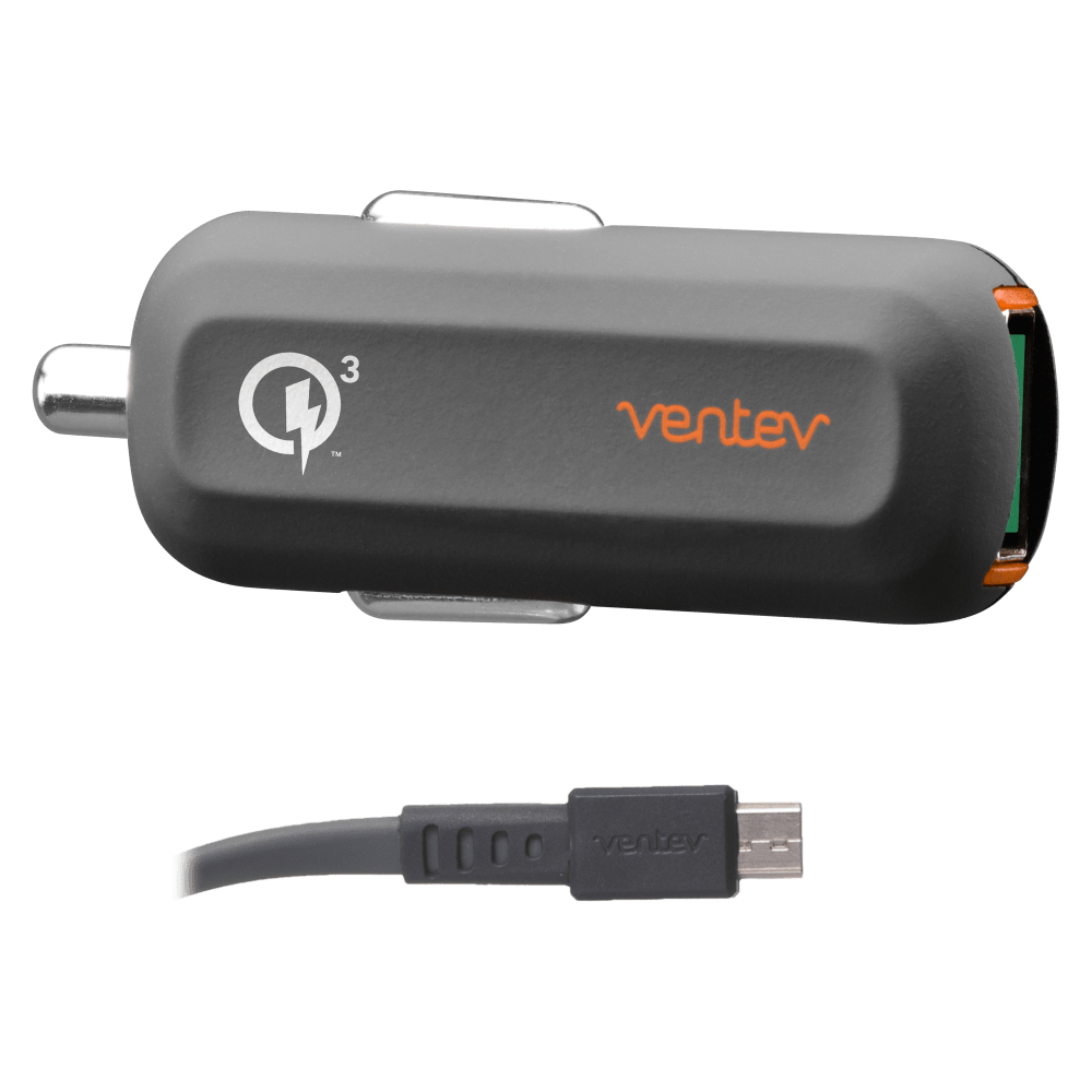 Ventev QC3.0 24W dashport rq1300 mini Car Charger and USB A to Micro USB Cable 3.3ft
