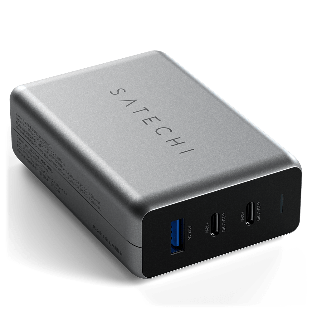 Satechi 100W USB-C PD Compact GaN Wall Charger Gray