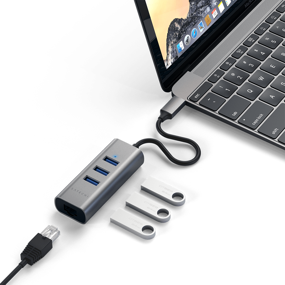 Satechi Type C 2 in 1 USB Hub with Ethernet