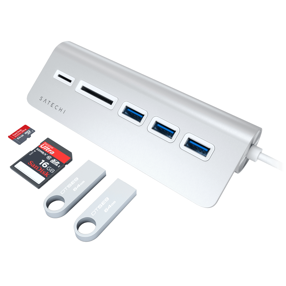 Satechi USB C Aluminum USB 3.0 Hub and Card Reader
