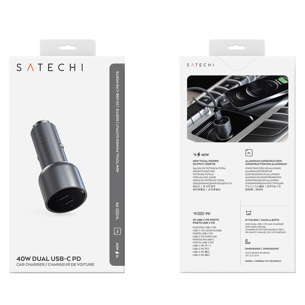 Satechi Dual USB C PD Car Charger 40W