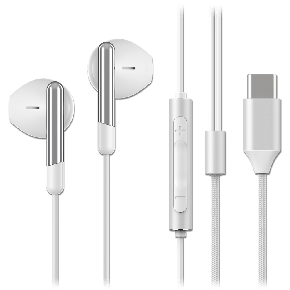 Sway C-Buds Premium USB C Connection Braided Earbuds with Mic and Volume Control