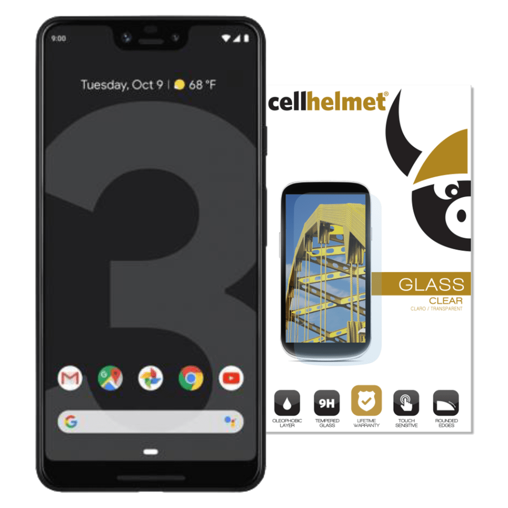 cellhelmet Tempered Glass Screen Protector for Google Pixel 3 XL Clear