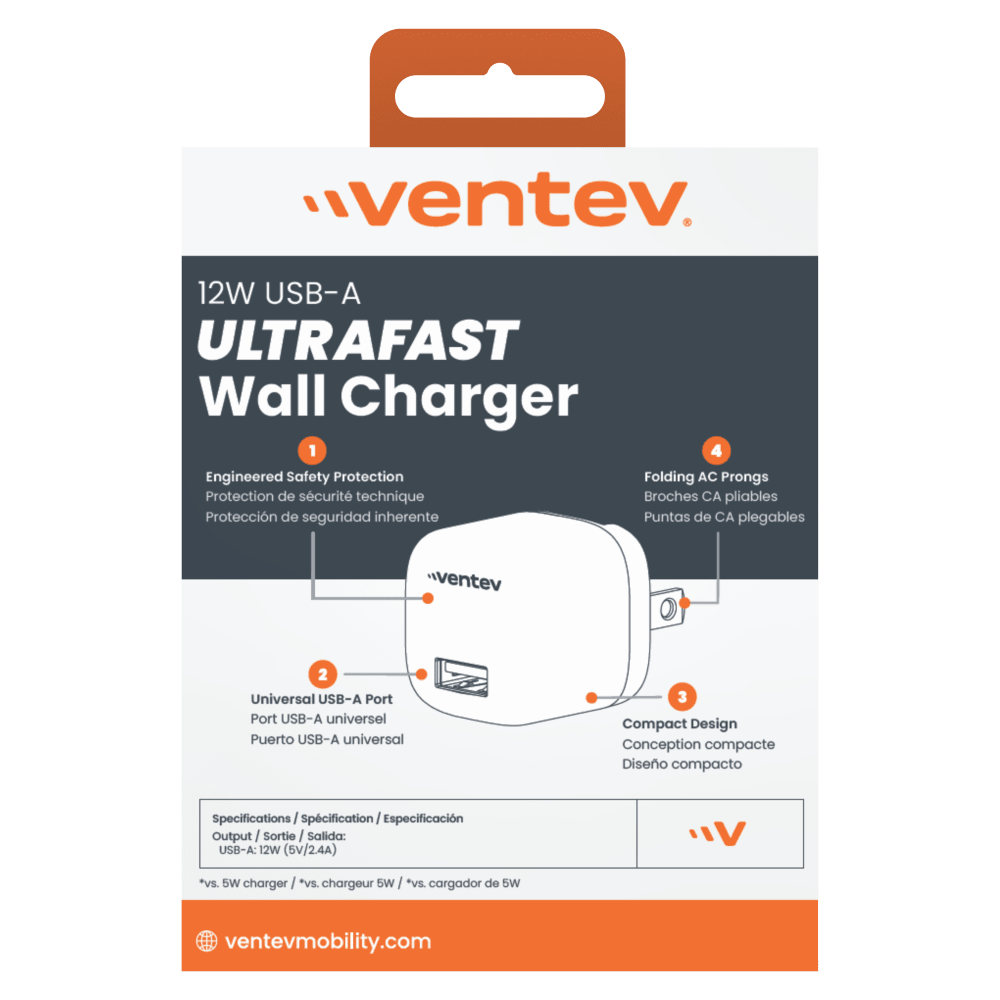 Ventev 12W USB A Universal Mini Wall Charger