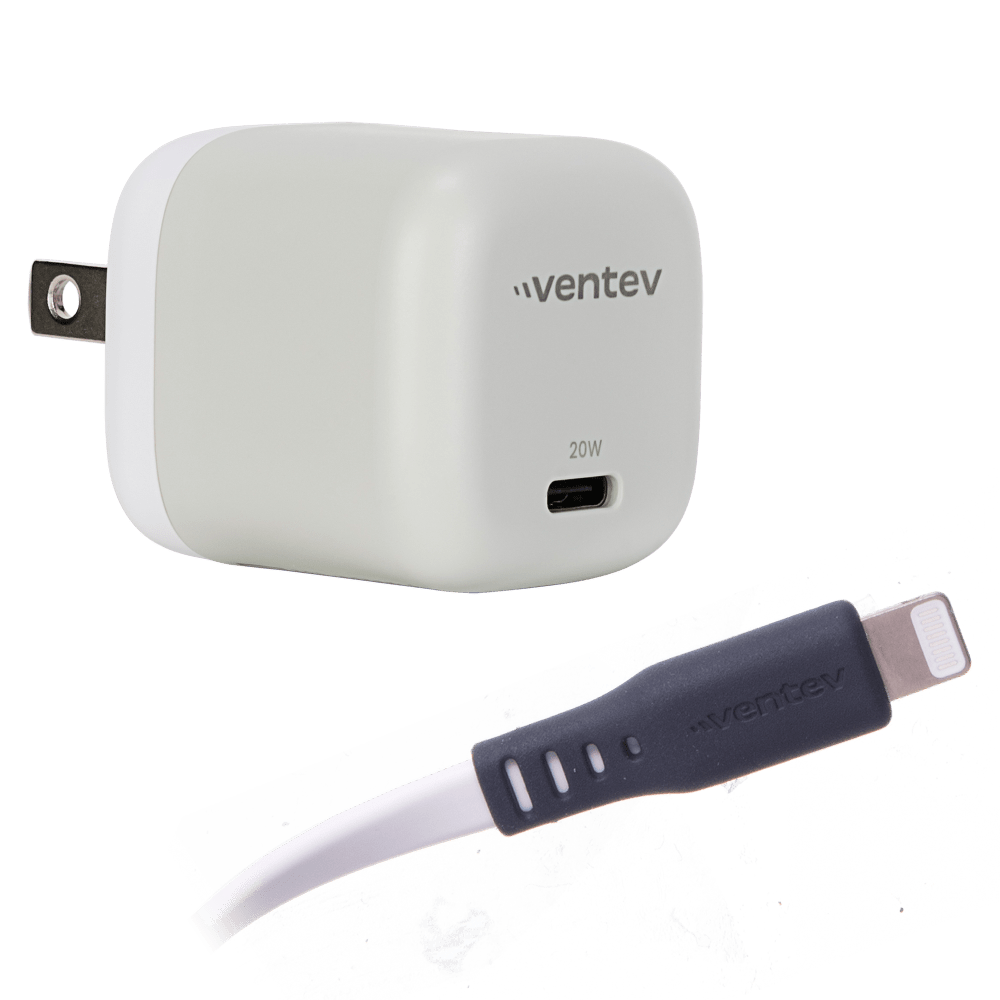 Ventev 20W PD USB C Mini Wall Charger and USB C to Apple Lightning Cable 3.3ft