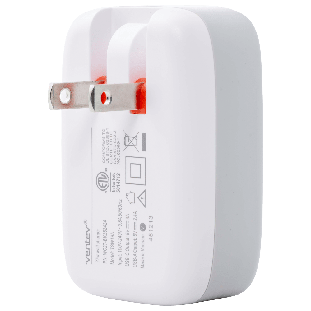 Ventev 27W Dual USB C and USB A Wall Charger
