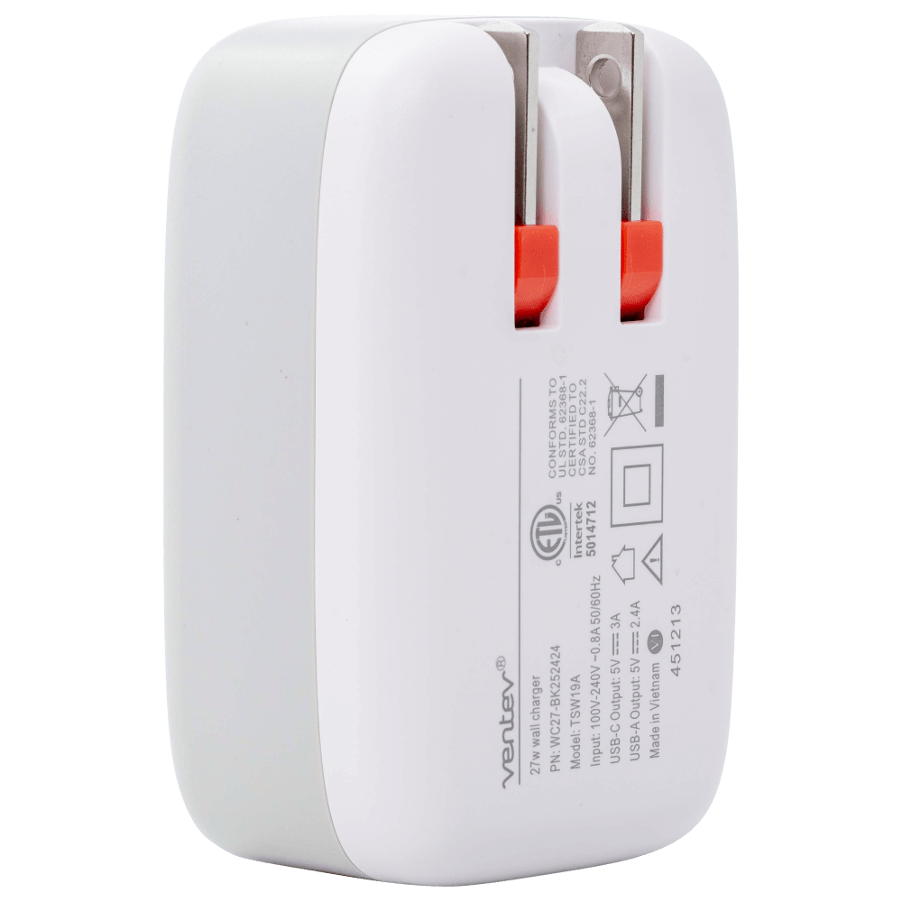 Ventev 27W Dual USB C and USB A Wall Charger