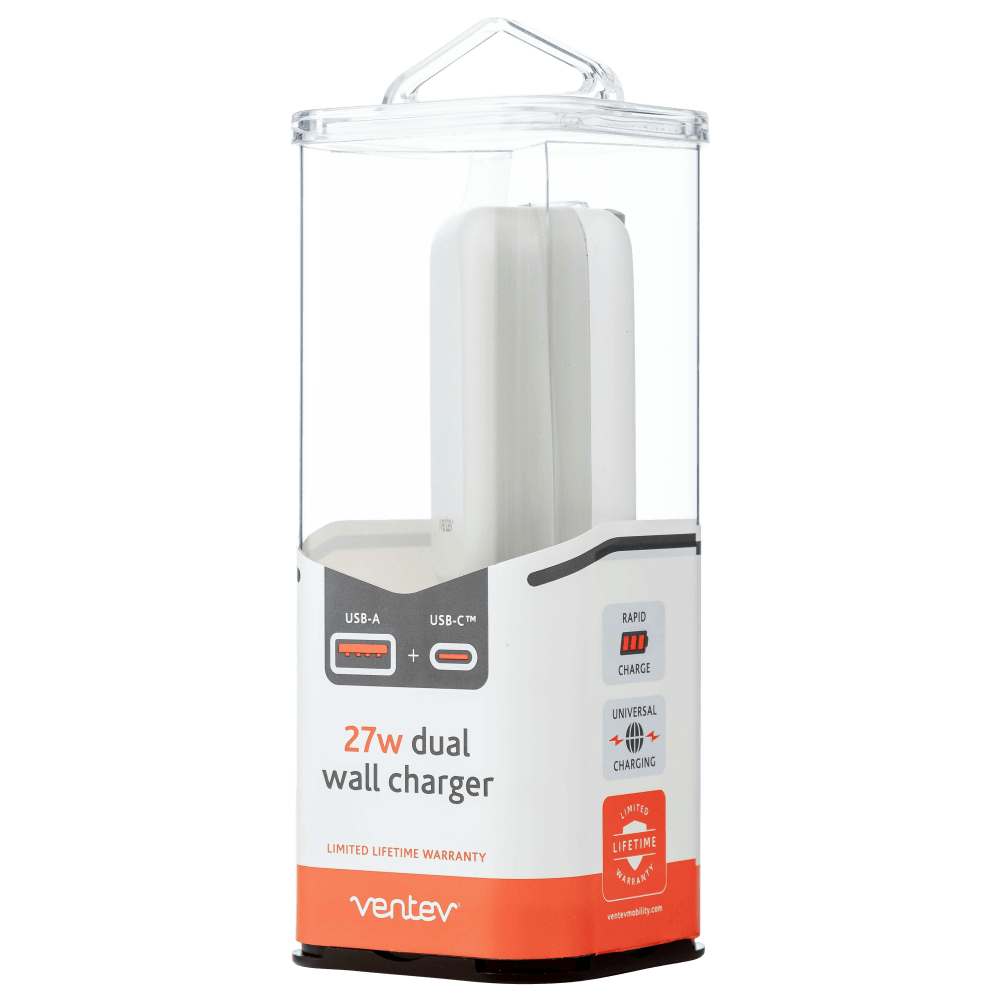 Ventev 27W Dual USB C and USB A Wall Charger