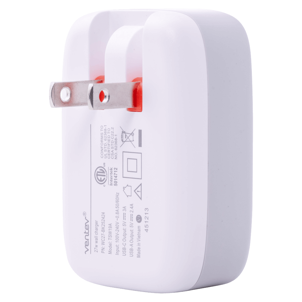 Ventev 27W Dual USB C and USB A Wall Charger
