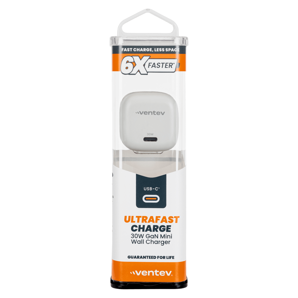 Ventev 30W ULTRAFAST USB C Universal GaN Mini Wall Charger White