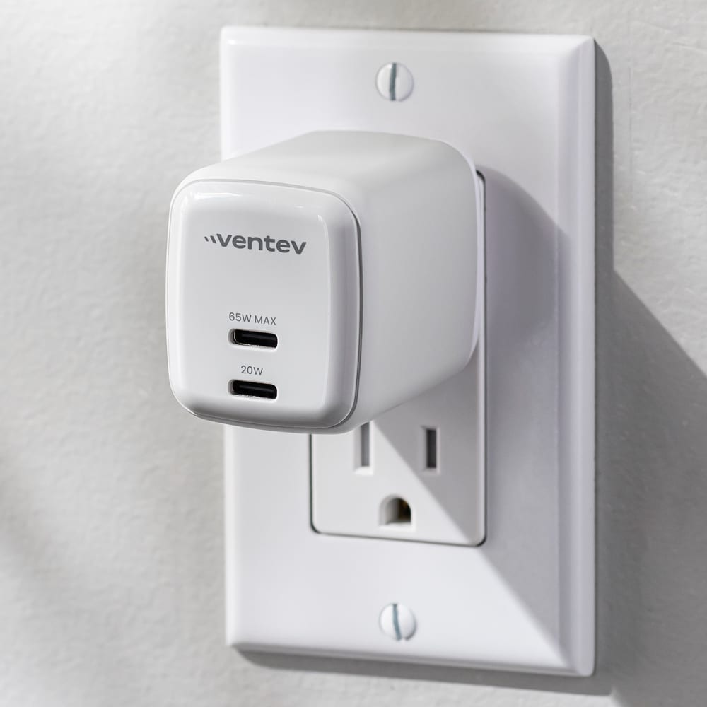 Ventev 65W ULTRAFAST USB C Universal Dual GaN Mini Wall Charger