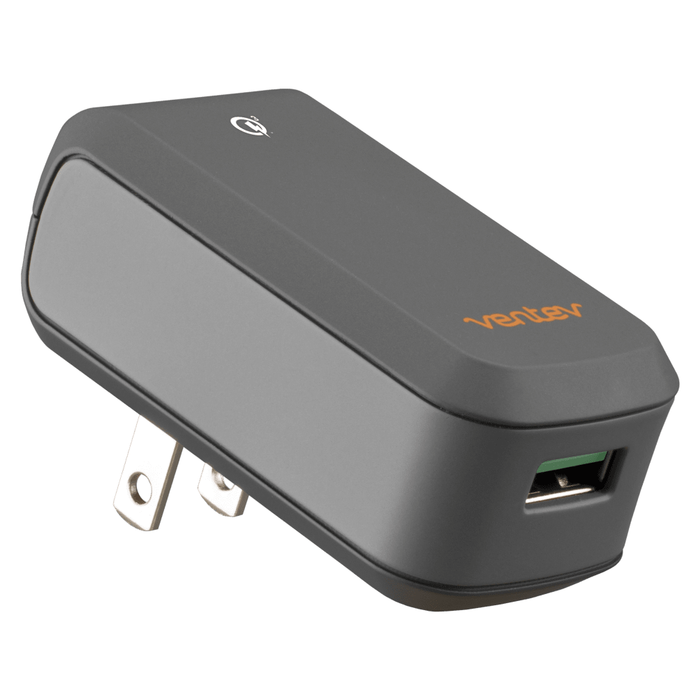 Ventev QC3.0 18W wallport rq1300 Wall Charger and USB A to USB C Cable 3.3ft Gray