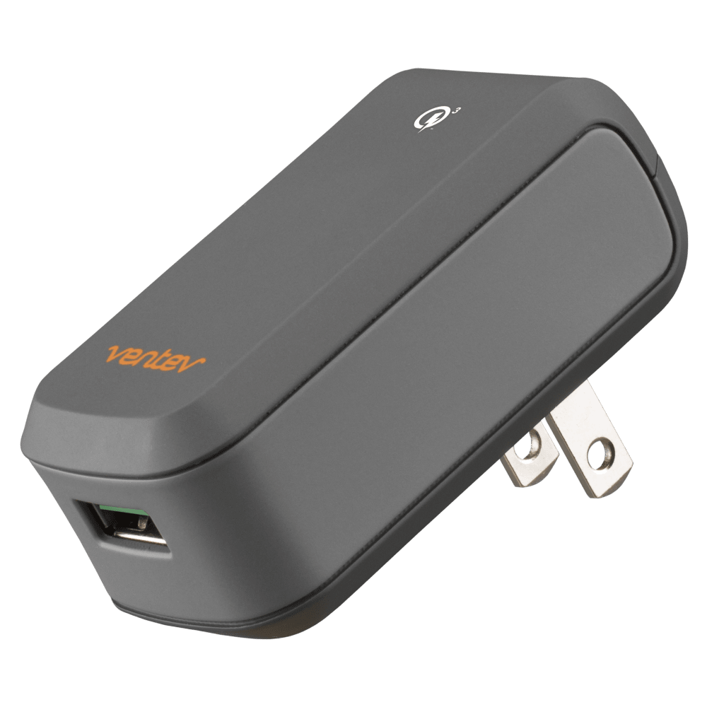 Ventev QC3.0 18W wallport rq1300 Wall Charger and USB A to USB C Cable 3.3ft Gray