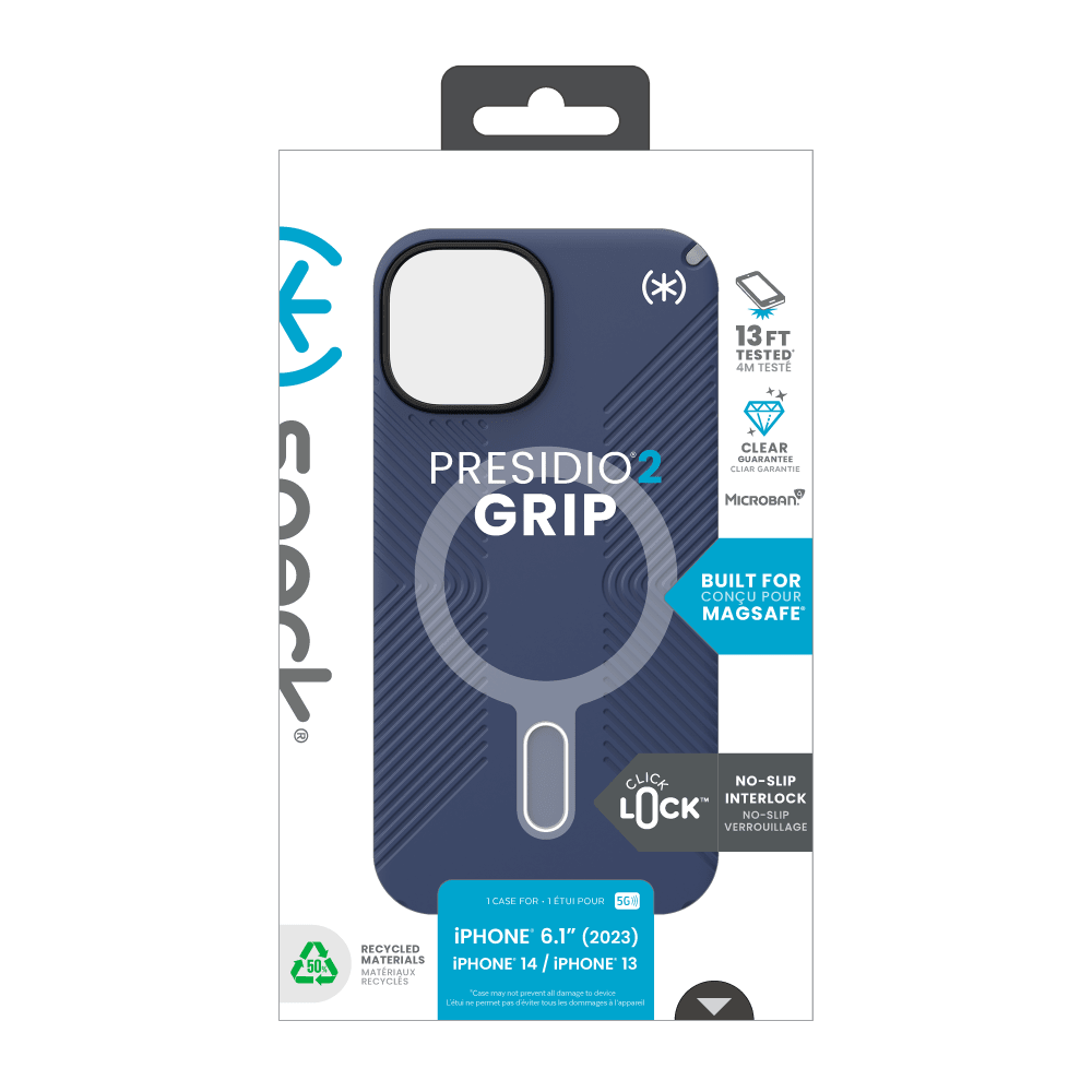 Speck Presidio2 Grip MagSafe Case for Apple iPhone 15 / iPhone 14 / iPhone 13 Coastal Blue