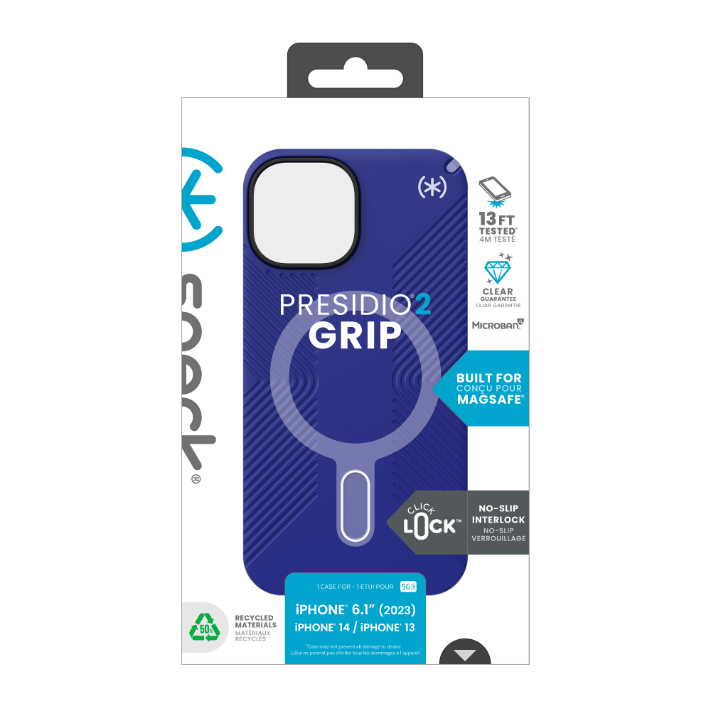 Speck Presidio2 Grip MagSafe Case for Apple iPhone 15 / iPhone 14 / iPhone 13 Future Blue