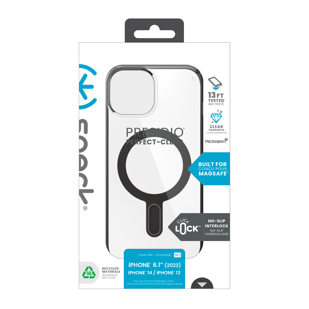 Speck Presidio Clear Plus Case for Apple iPhone 15 / iPhone 14 / iPhone 13 Clear