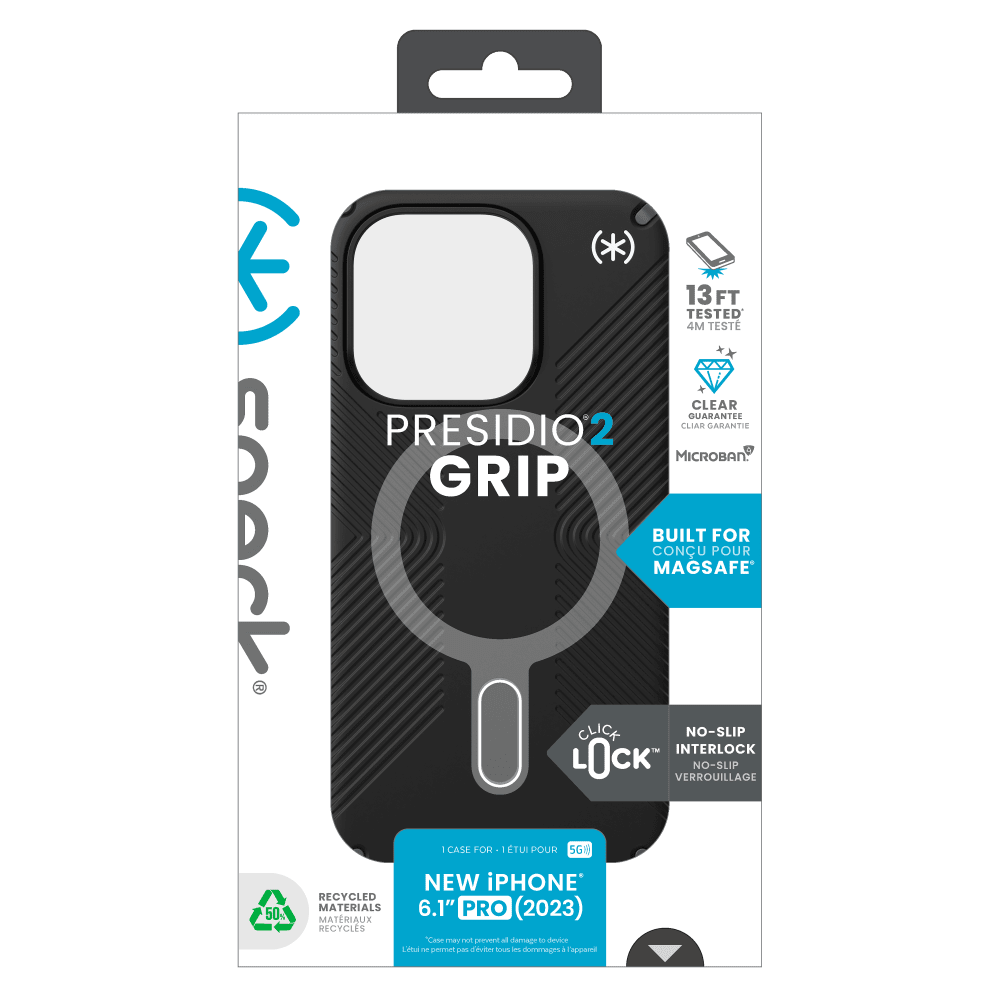 Speck Presidio2 Grip MagSafe Case for Apple iPhone 15 Pro Black