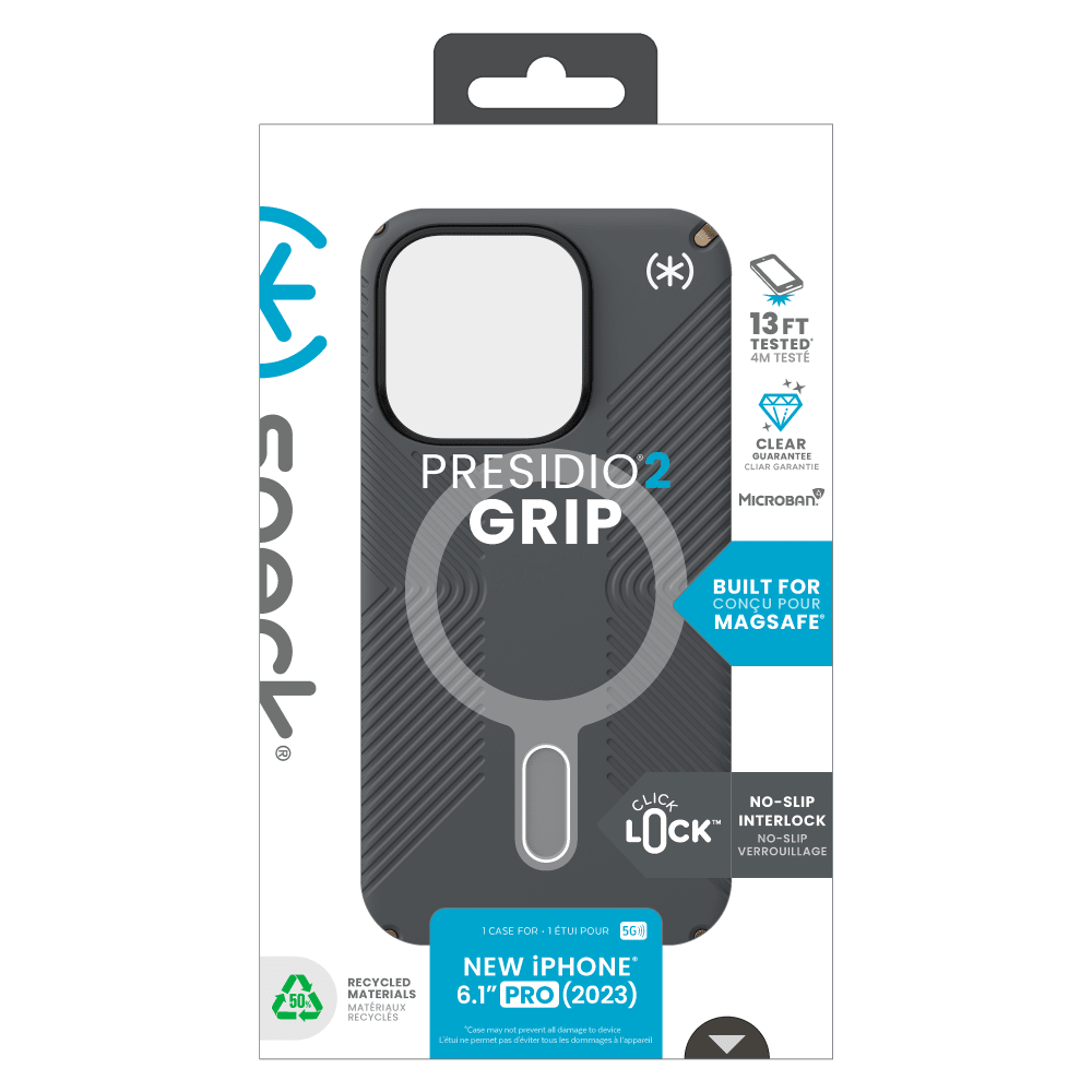 Speck Presidio2 Grip MagSafe Case for Apple iPhone 15 Pro Charcoal Grey