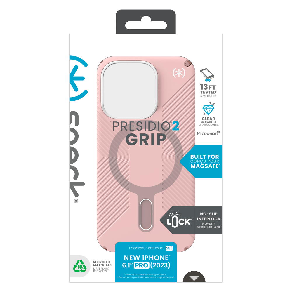 Speck Presidio2 Grip MagSafe Case for Apple iPhone 15 Pro Dahlia Pink