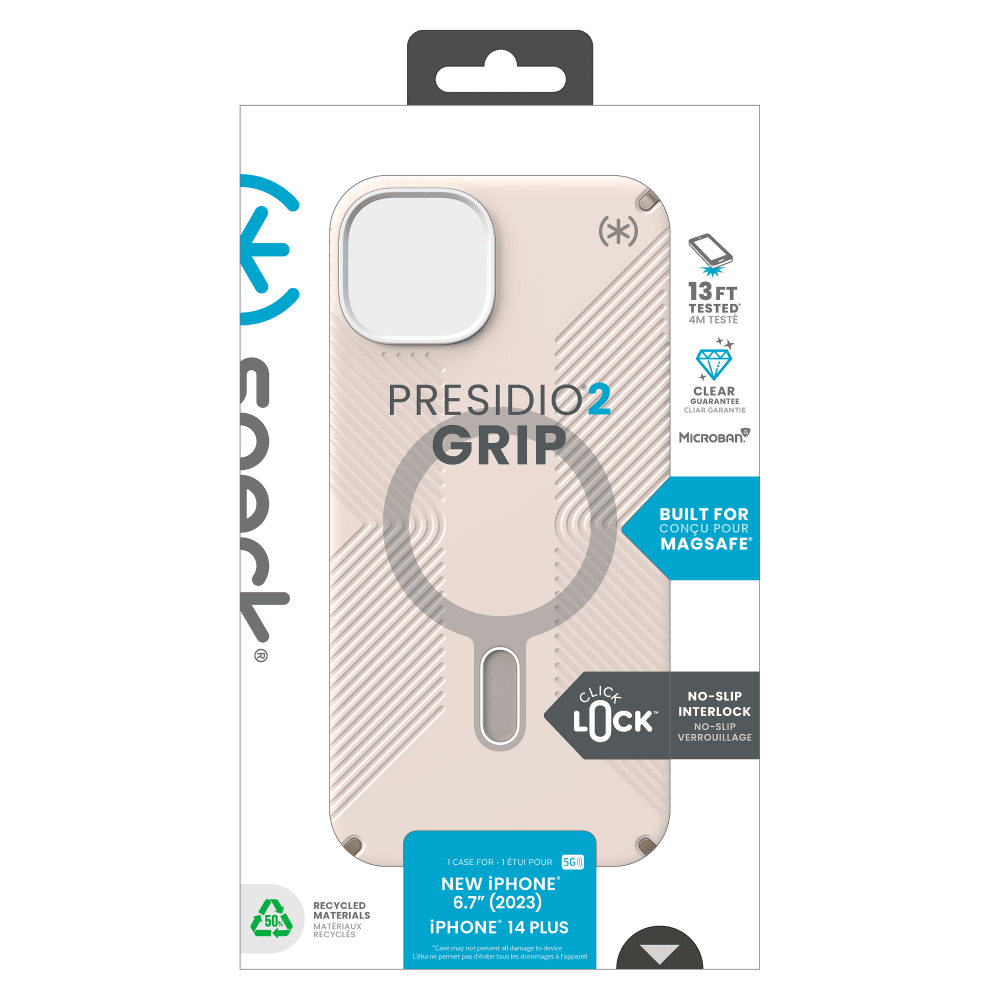 Speck Presidio2 Grip MagSafe Case for Apple iPhone 15 Plus / iPhone 14 Plus Bleached Bone