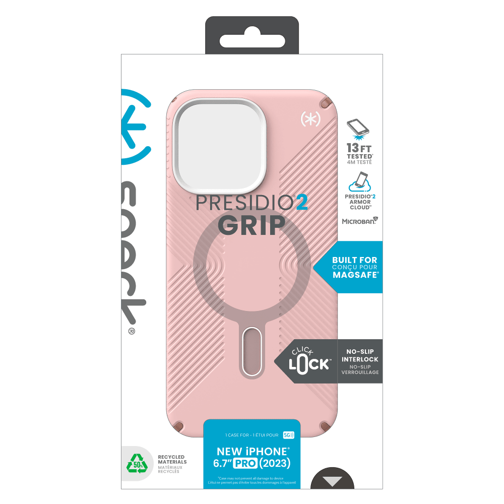 Speck Presidio2 Grip MagSafe Case for Apple iPhone 15 Pro Max Dahlia Pink