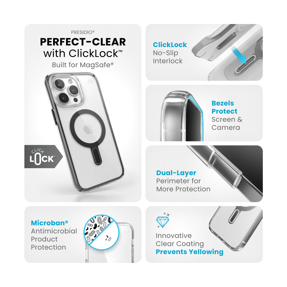 Speck Presidio Clear Plus Case for Apple iPhone 15 Pro Max Clear